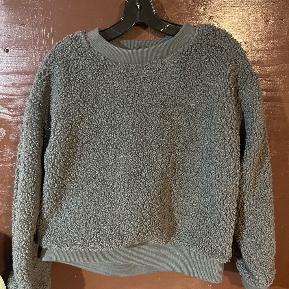 Charcoal Fleece Sherpa Women's Crew Neck Sweater
